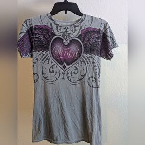 Sinful Gray Graphic Tee, Size Medium